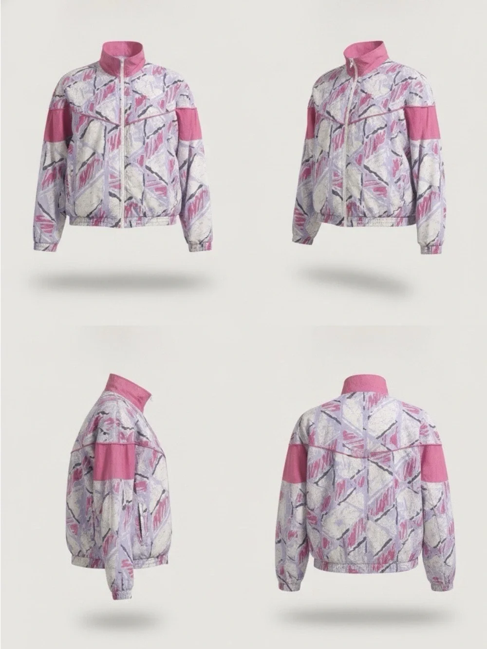 Vintage Nike Windbreaker Jacket Large Pink Purple Abstract Full Zip 90s XL